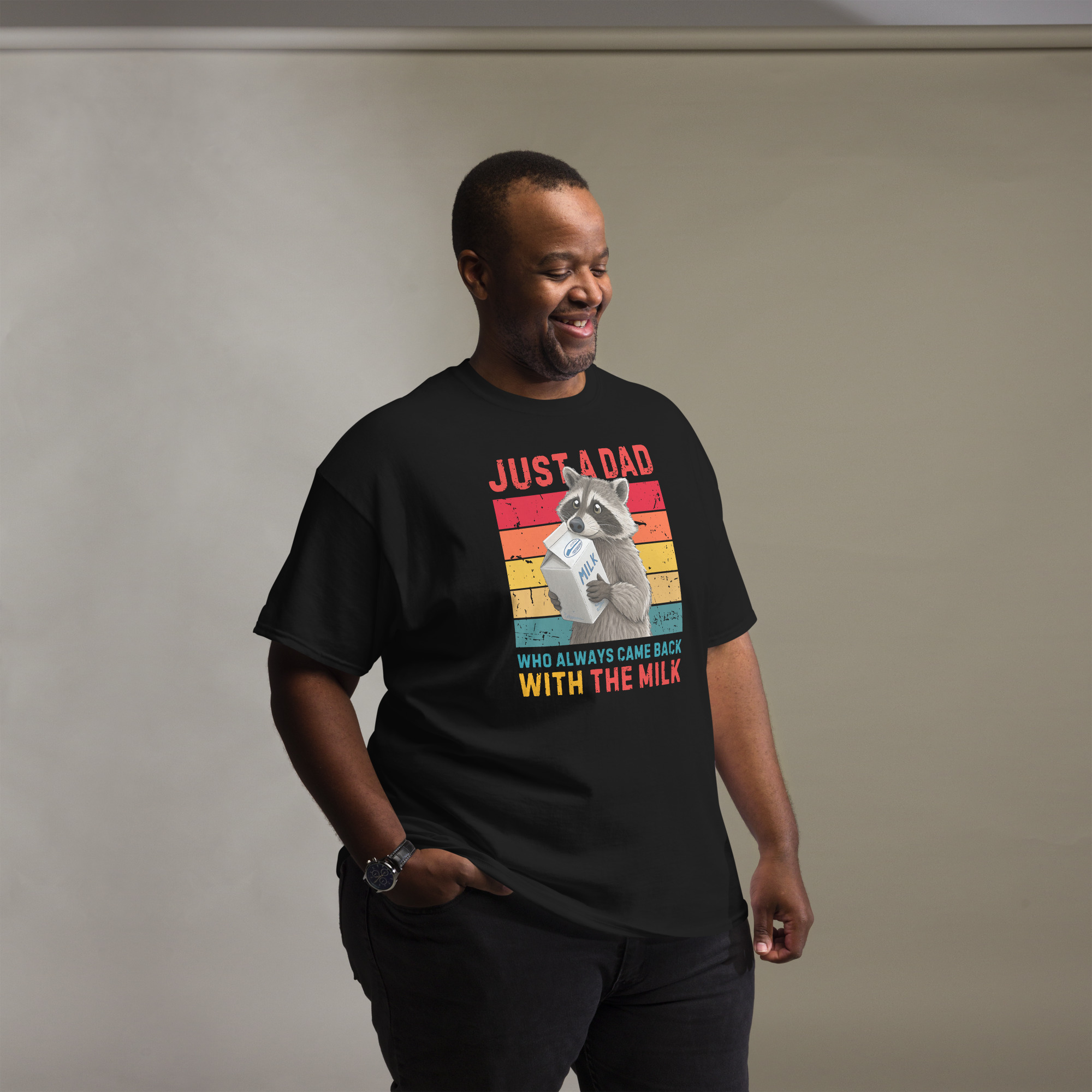 Just A Dad Who Always Came Back With The Milk T-Shirt - Image 1