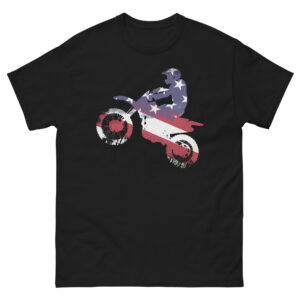 Motocross Dirt Bike American Flag Funny Enduro MX for Youth Unisex Tshirt