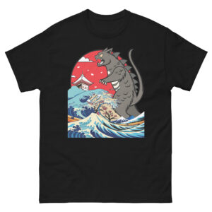 Catzilla Cat Japanese Sunset Art Funny Cat For Men Women Kid Unisex Tshirt