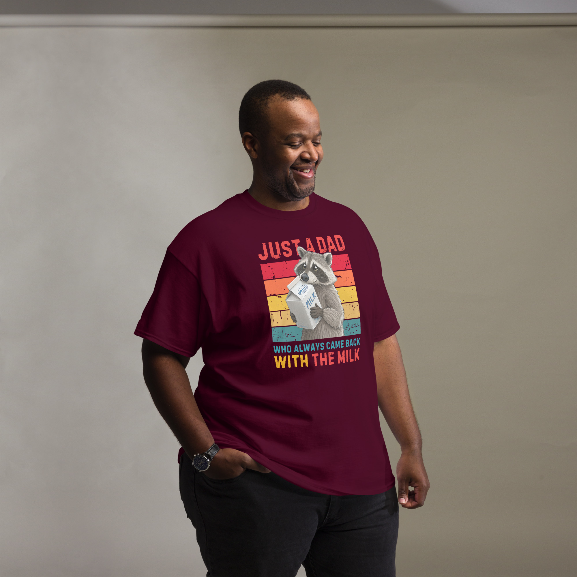 Just A Dad Who Always Came Back With The Milk T-Shirt - Image 2