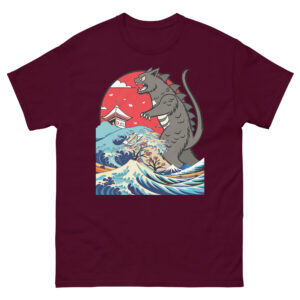 Catzilla Cat Japanese Sunset Art Funny Cat For Men Women Kid Unisex Tshirt - Image 2