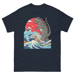 Catzilla Cat Japanese Sunset Art Funny Cat For Men Women Kid Unisex Tshirt - Image 5